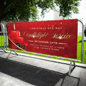 Christmas Eve Candlelight Poinsettia Red Church 横断幕