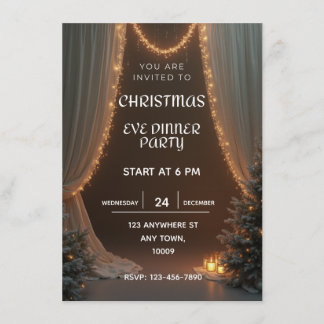 Christmas Eve dinner party invitation template 招待状
