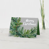 Christmas Evergreen Branch 箔シーズンカード (正面)