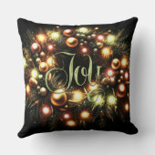 Christmas Evergreen Lighted Wreath Joy クッション (裏面)