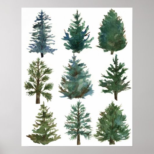 Christmas Evergreen Trees Holiday Home Decor ポスター (正面)