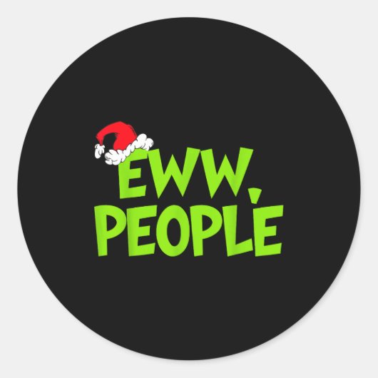 Christmas Eww People Mens Women Funny Santa Hat Gr ラウンドシール (正面)