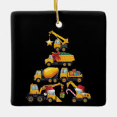 Christmas Excavator Construction Truck Tree セラミックオーナメント (正面)