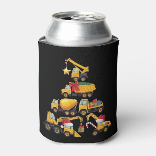 Christmas Excavator Construction Truck Tree 缶クーラー (缶正面)