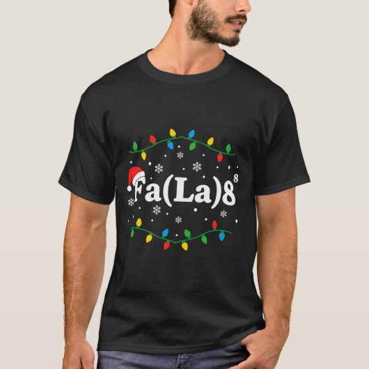 Christmas Fa(la) 8 Funny Caroling Lights Santa Hat Tシャツ (正面)