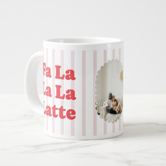 Christmas Fa La La Latte Retro Photo Specialty Mug ジャンボコーヒーマグカップ (正面左)