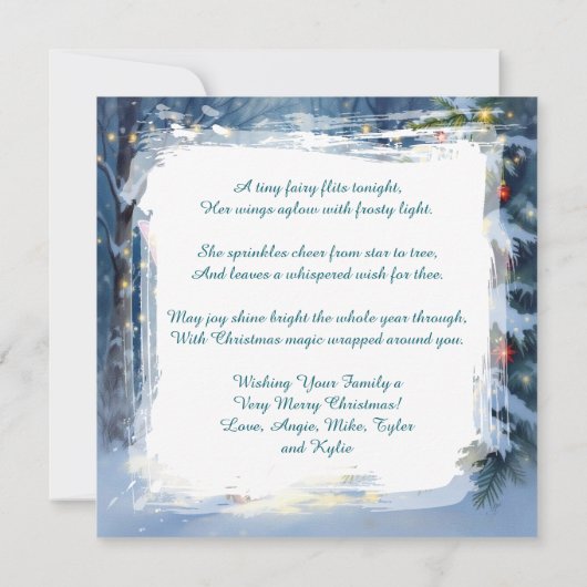 Christmas Fairy Decorating a Christmas Tree  カード (裏面)