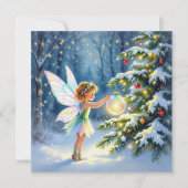 Christmas Fairy Decorating a Christmas Tree  カード (正面)