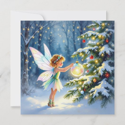 Christmas Fairy Decorating a Christmas Tree  カード (正面)