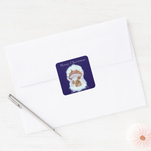 Christmas fairy house スクエアシール (封筒)