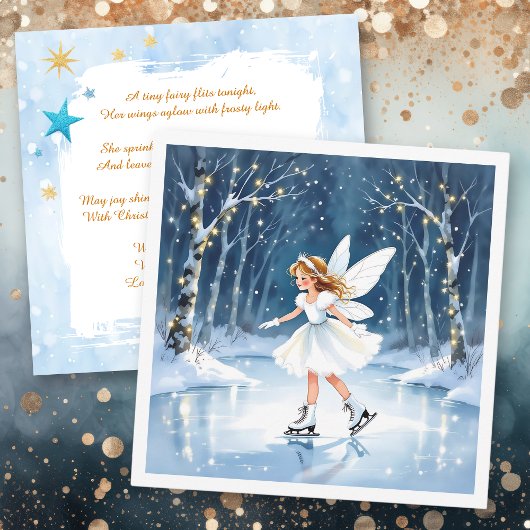 Christmas Fairy Ice Skating in an Enchanted Forest カード