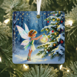 Christmas Fairy in an Enchanted Forest メタルオーナメント