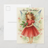 Christmas Fairy Watercolor Art シーズンポストカード (正面/裏面)