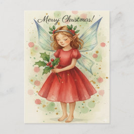 Christmas Fairy Watercolor Art シーズンポストカード