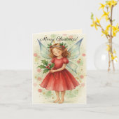 Christmas Fairy Watercolor Art Greetings  カード (黄色い花)