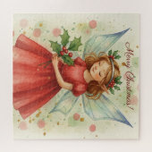 Christmas Fairy Watercolor Art Holiday ジグソーパズル (横)