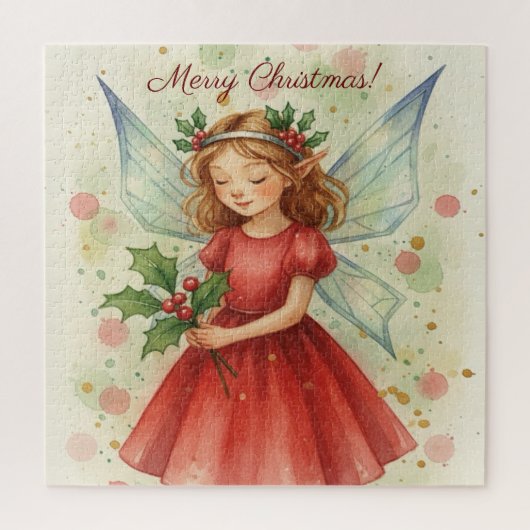 Christmas Fairy Watercolor Art Holiday ジグソーパズル (縦)