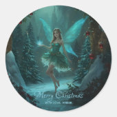 Christmas Fairy with a Spark of Magic Sticker ラウンドシール (正面)