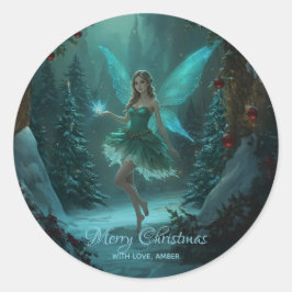 Christmas Fairy with a Spark of Magic Sticker ラウンドシール