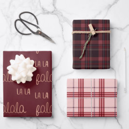 Christmas Falala lala Plaid set  ラッピングペーパーシート
