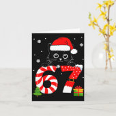 Christmas Family Black Cat 67 Six Seven Santa Men  カード (黄色い花)