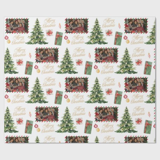 Christmas Family Frame Wrapping Paper ラッピングペーパー (フラット)