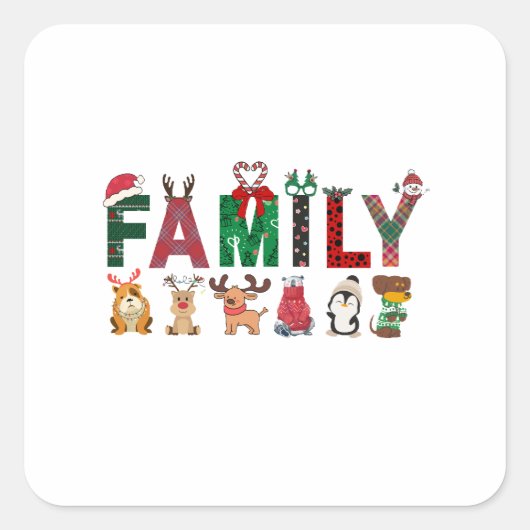 Christmas Family Matching Shirts | holiday family スクエアシール (正面)