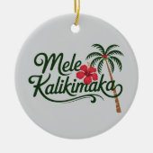 Christmas Family Mele Kalikimaka Hawaii Beach  セラミックオーナメント (正面)
