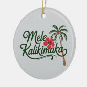 Christmas Family Mele Kalikimaka Hawaii Beach  セラミックオーナメント (左)