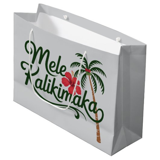 Christmas Family Mele Kalikimaka Hawaii Beach  ラージペーパーバッグ (正面アングル)