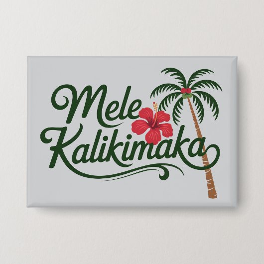 Christmas Family Mele Kalikimaka Hawaii Beach  缶バッジ (正面)
