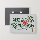 Christmas Family Mele Kalikimaka Hawaii Beach  缶バッジ (正面/裏面)