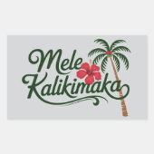 Christmas Family Mele Kalikimaka Hawaii Beach  長方形シール (正面)
