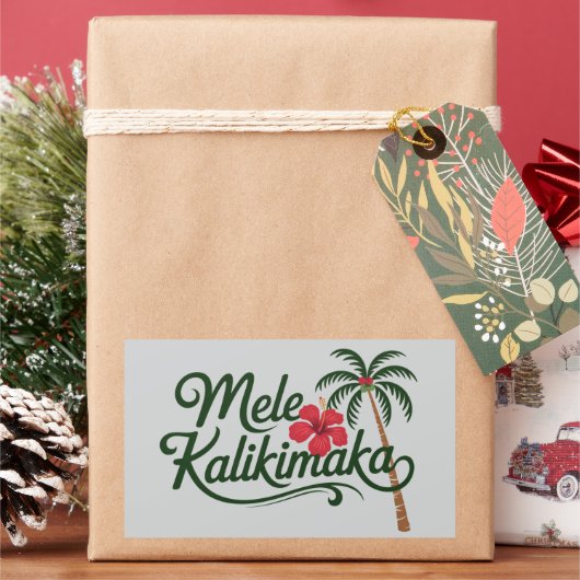 Christmas Family Mele Kalikimaka Hawaii Beach  長方形シール (クリスマス)