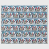 Christmas Family Penguins With a Wooden Sign ラッピングペーパー (フラット)