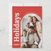 Christmas Family Photo Arch Red シーズンカード (正面)