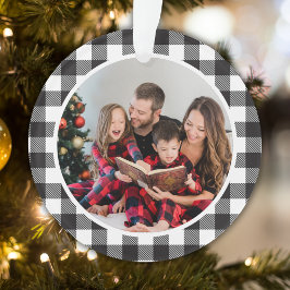 Christmas Family Photo Black and White Bufalo オーナメント