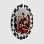 Christmas Family Photo Black and White Bufalo オーナメント (正面)