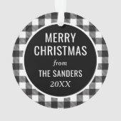 Christmas Family Photo Black and White Bufalo オーナメント (裏面)