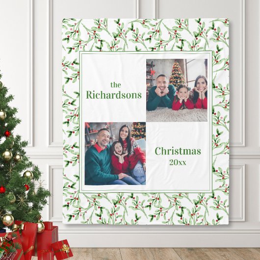 Christmas Family Photo Fleece Blanket フリースブランケット