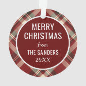 Christmas Family Photo Red and Beige Bufalo オーナメント (裏面)