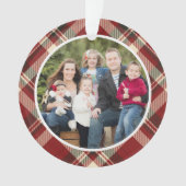 Christmas Family Photo Red and Beige Bufalo オーナメント (正面)