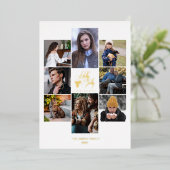 Christmas Fancy Modern Chic Collage 8 Photos 箔シーズンカード (立ち正面)