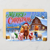 Christmas Farm Animals Gathering  シーズンカード (正面/裏面)