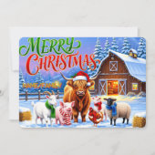 Christmas Farm Animals Gathering シーズンカード (正面)