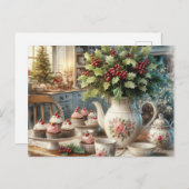 Christmas Farmhouse Tea Party Postcard ポストカード (正面/裏面)