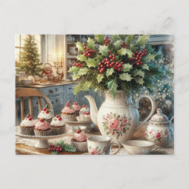 Christmas Farmhouse Tea Party Postcard ポストカード