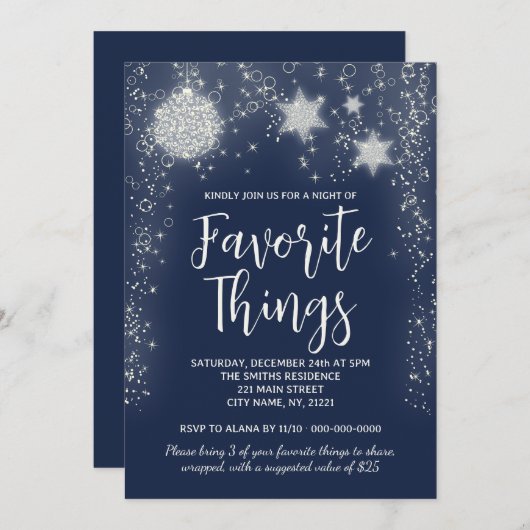 Christmas Favorite Things Gift Exchange Party 招待状 (正面/裏面)