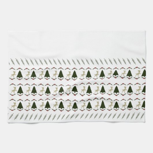 Christmas Fawn Tea Towel キッチンタオル (横)