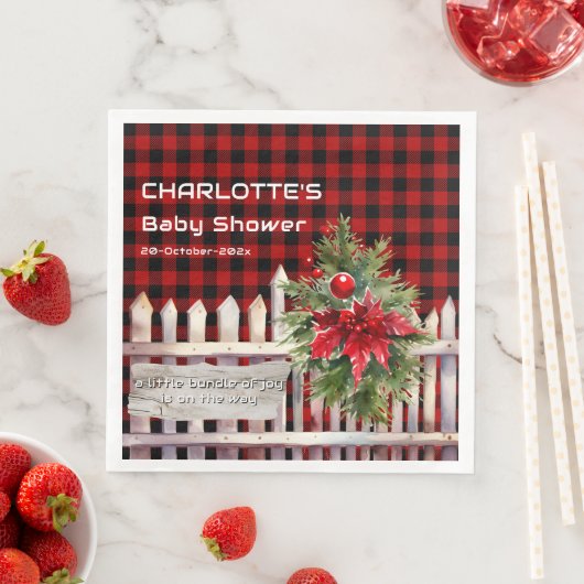 Christmas Fence Buffalo Plaid Baby Shower (インサイチュ)